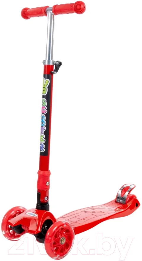 Самокат детский Полесье Со складной ручкой 0072C / 94407 (красный)