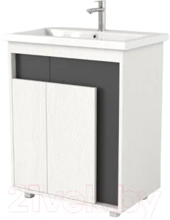 Тумба под умывальник Дабер 015 Cersanit Como 70 / Т15.7C.0.20 (белый древесный/серый) — фото 1