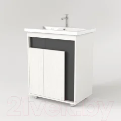 Тумба под умывальник Дабер 015 Cersanit Como 70 / Т15.7C.0.20 (белый древесный/серый) — фото 2