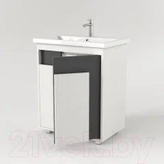 Тумба под умывальник Дабер 015 Cersanit Como 70 / Т15.7C.0.20 (белый древесный/серый) — фото 3