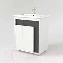 Тумба под умывальник Дабер 015 Cersanit Como 70 / Т15.7C.0.20 (белый древесный/серый) — фото 10