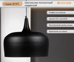 Потолочный светильник Элетех Эстет НСБ 01-60-196 / 1005405434 (черный муар/золото) — фото 10