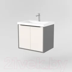 Тумба под умывальник Дабер 018 Тобага/Эридан 80 / Т18.8Т.0.19Ч (бежевый/серый/ручка черная) — фото 8