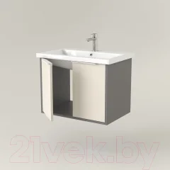 Тумба под умывальник Дабер 018 Cersanit Como 70 / Т18.7С.0.19Б (бежевый/серый/ручка белая) — фото 3
