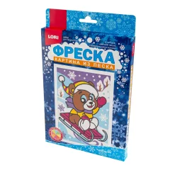 Набор для творчества Lori Фреска. Картина из песка новогодняя. Бурый мишка / Пз/ф-041 — фото 3
