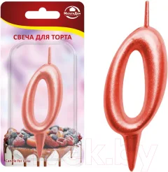 Свеча для торта Мультидом Овал Цифра 0 / МС5-30 (красный) — фото 2