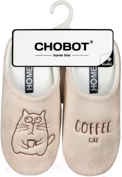 Тапочки домашние HOME Line 05-522 (р.37-38, Coffee Cat, светло-бежевый) — фото 1
