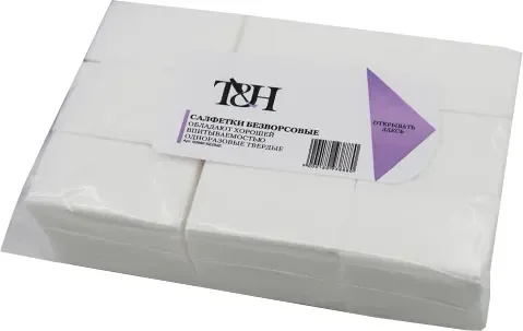 Салфетки безворсовые для ногтей T&H Твердые 100-120г (белый)