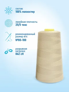 Набор швейных ниток Sentex 100% полиэстер 50/2 5000 ярдов 1187 (4шт) — фото 5