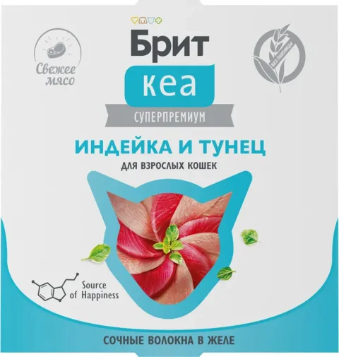 Влажный корм для кошек Брит Кеа Индейка и тунец в желе / 1062899 (75г)