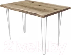 Обеденный стол Buro7 Грасхопер с обзолом и сучками 110x80x75 (дуб беленый/белый) — фото 1