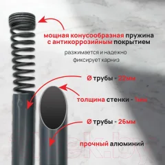 Карниз для ванны Comfort Alumin Group Раздвижной 120 (графитовый) — фото 5