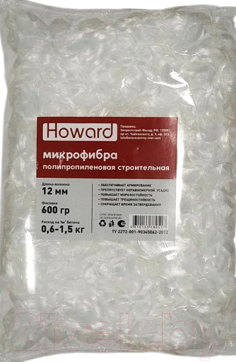 Фибра для бетона Howard Полипропиленовая 12мм (600г)
