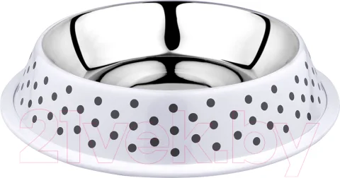 Миска для животных Duvo Plus Деко / 13823/DV (белый в черный горох)