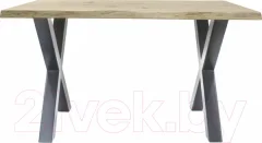 Обеденный стол Buro7 Икс с обзолом и сучками 150x80x76 (дуб беленый/серебристый) — фото 8