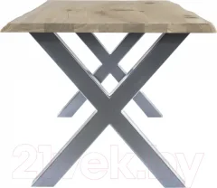 Обеденный стол Buro7 Икс с обзолом и сучками 150x80x76 (дуб беленый/серебристый) — фото 9