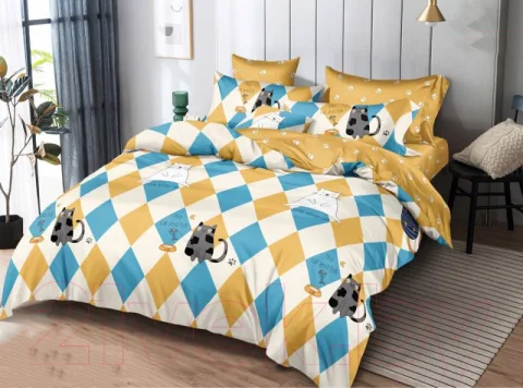 Комплект постельного белья Luxsonia Кошкина радость 1.5 / Фз50022/220 (70x70, поплин)