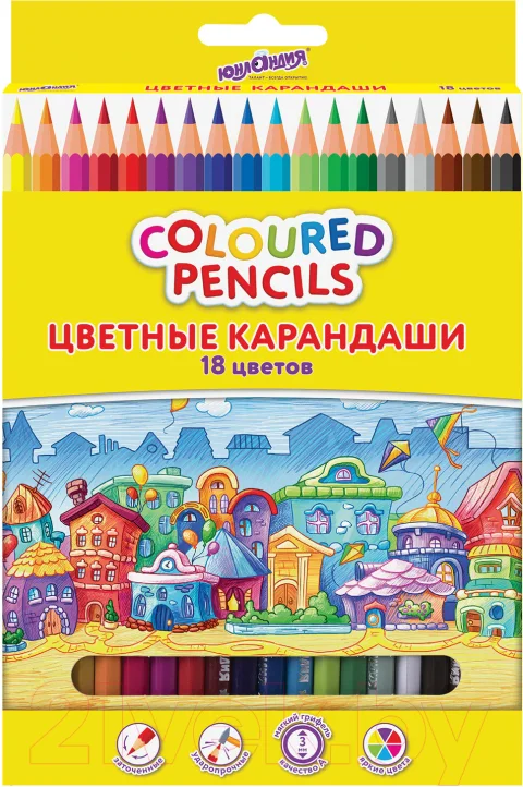 Набор цветных карандашей Юнландия Домики / 181837 (18цв)