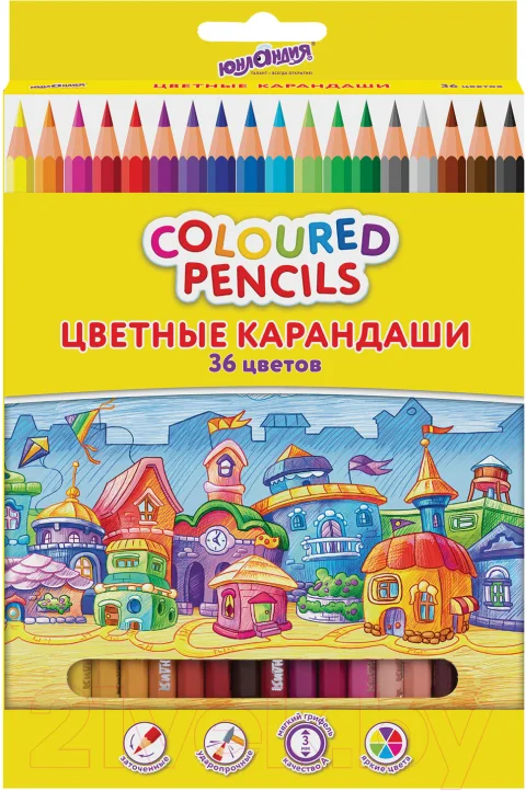 Набор цветных карандашей Юнландия Домики / 181839 (36цв)