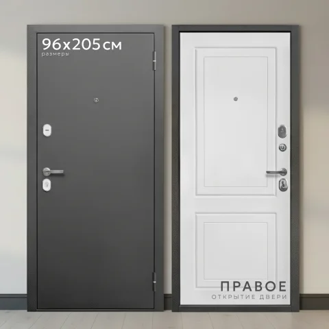 Входная дверь Guard МС-1 96x205 правая (антик серебро/белый матовый)