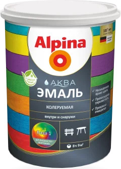 Эмаль Alpina Аква колеруемая. База 1 (900мл, шелковисто-матовый) — фото 1
