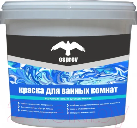Краска Osprey Интерьерная моющаяся для ванн ВД-АК-201 (14кг, белый)