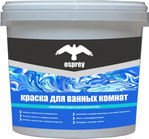 Краска Osprey Интерьерная моющаяся для ванн ВД-АК-201 (7кг, белый)