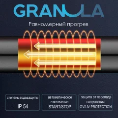 Полотенцесушитель электрический GRANULA Квадро Вертикаль 21х120 (терморегулятор с таймером, белый) — фото 3