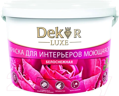Краска Dekor ВД-АК 216 моющаяся для интерьера (25кг, белоснежный)
