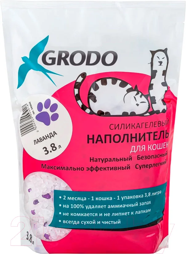 Наполнитель для туалета GRODO С ароматом лаванды / 24S042 (3.8л/1.8кг)