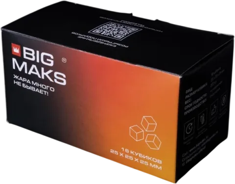 Уголь для кальяна BigMaks Кокосовый 25мм (16шт/222г)