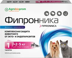 Таблетки от паразитов Pchelodar Фипронника для собак и кошек 2-5кг (1 таблетка) — фото 1