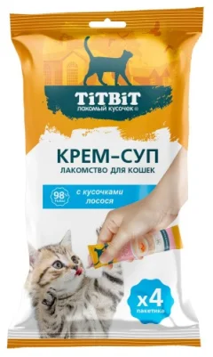 Лакомство для кошек TiTBiT Крем-суп с кусочками лосося / 26274 (10г) — фото 1