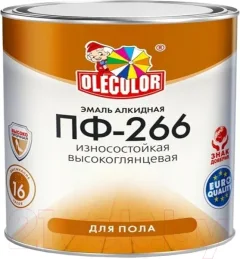 Эмаль Olecolor Для пола ПФ-266 (1.9кг, золотистый) — фото 4