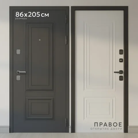 Входная дверь Guard МПТ-28 86x205 правая (муар 7024/белый матовый)