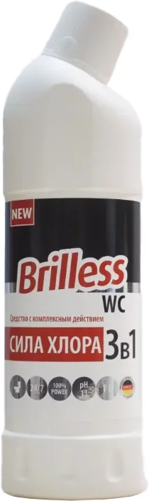 Чистящее средство для ванной комнаты Brilless 3 в 1 Сила хлора с комплексным действием (1л)