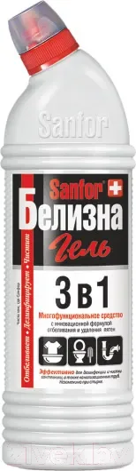Универсальное чистящее средство Sanfor Белизна гель 3в1 отбеливающее (1л) — фото 3