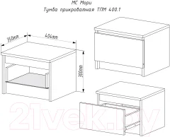 Прикроватная тумба ДСВ Мори ТПМ 400.1/2 (графит) — фото 3