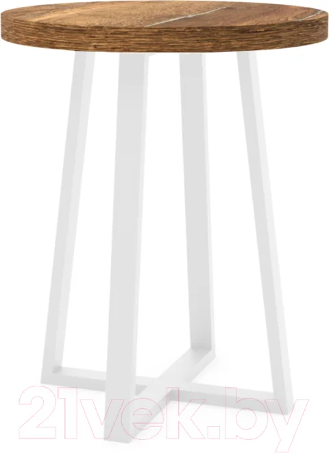 Журнальный столик Hype Mebel Челси 40x40 (белый/дуб галифакс олово)