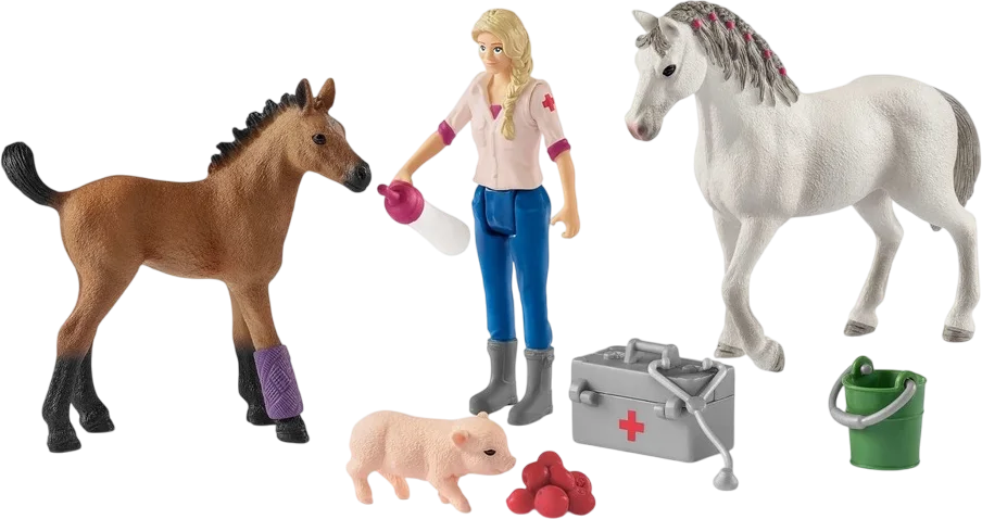 Игровой набор Schleich Набор кобыла и жеребенок у врача / 42486