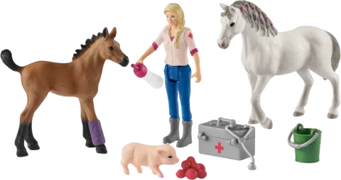 Игровой набор Schleich Набор кобыла и жеребенок у врача / 42486
