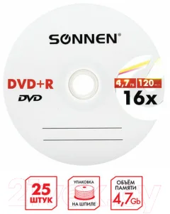 Набор дисков DVD-R Sonnen 4.7GB 16x (25шт) — фото 6
