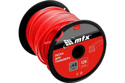 Леска для триммера MTX Квадрат 4мм / 96879 (120м, на катушке)