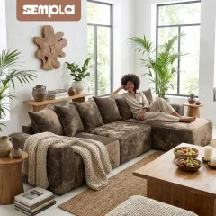 Диван угловой SEMPLA Монреаль 4 (тиффани коричневый/мора бежевый) — фото 5