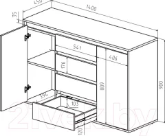 Тумба Интермебель Рио-5 Р-005 (белый/графит серый) — фото 6