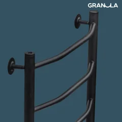 Полотенцесушитель водяной GRANULA Трапеция 50х60 5 перекладин (нижнее подключение, черный матовый) — фото 3