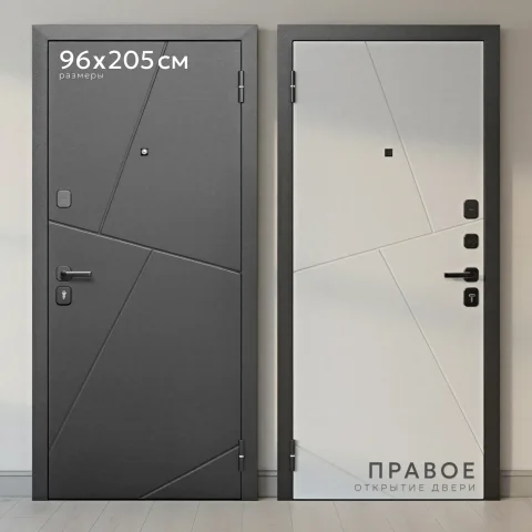Входная дверь Guard М-5 96x205 правая (букле графит/белый матовый)