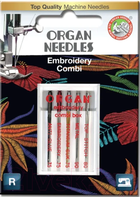 Набор игл для бытовой швейной машины Organ 5/Combi Box (вышивальные)