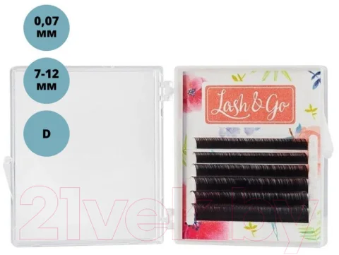 Ресницы для наращивания Lash&Go На ленте 7-12/D/0.07мм (6 линий, черный)