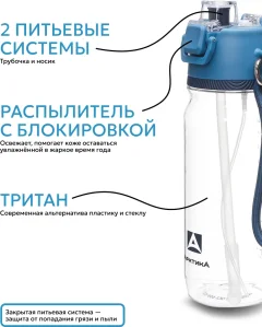Бутылка для воды Арктика 723-800-CBLT (нордик) — фото 6
